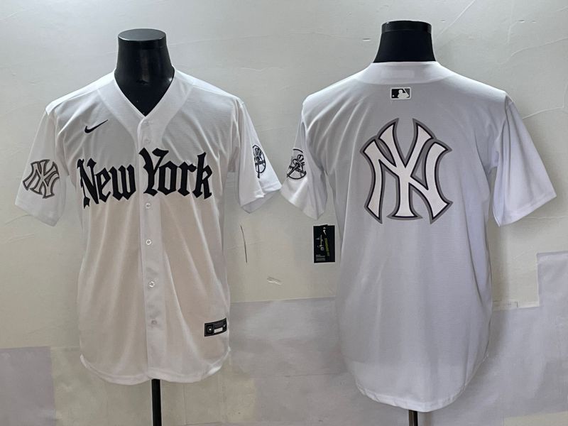 Men 2025 New York Yankees Blank White Five generations Joint Name Nike MLB Jersey style 84
